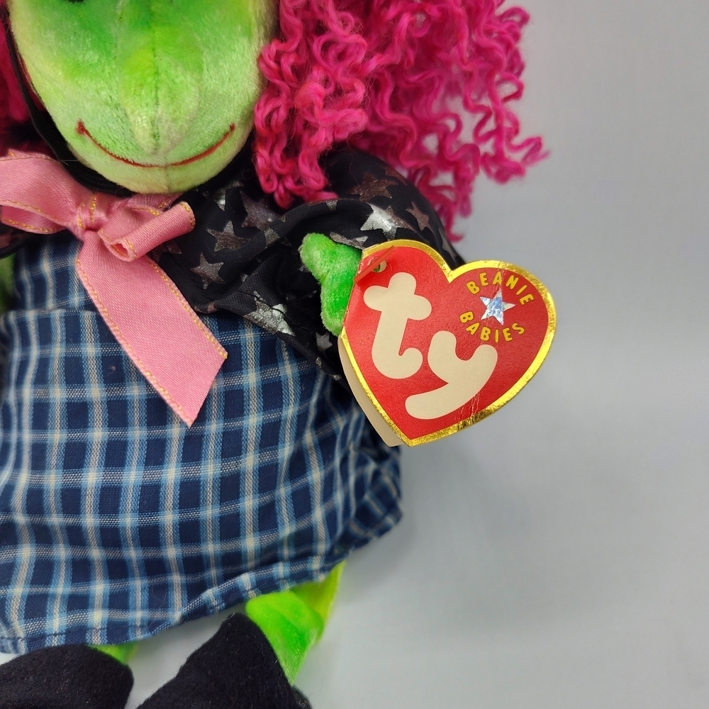 2001 Ty "Scary" Witch Plush Toy with Pink Hair. Original Swing Tag P.E. Filling - Picture 4 of 7